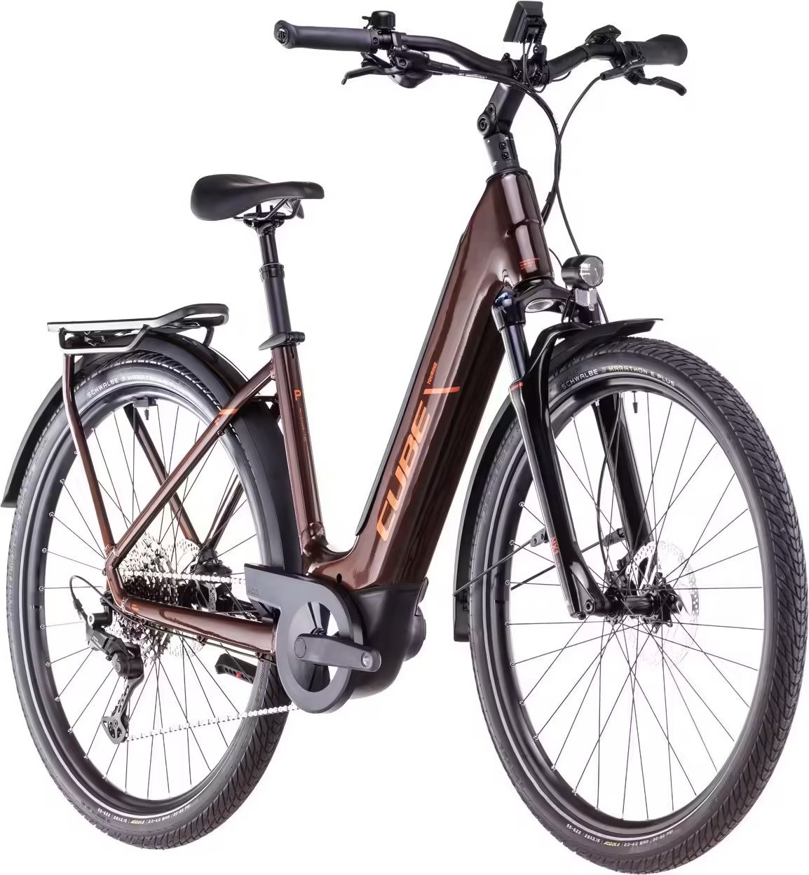 VTC Électrique Cube Touring Hybrid Pro 625 Easy Entry Shimano Cues 11V 625 Wh 700 mm Marron Orange Cinnamon 2025 – Image 2