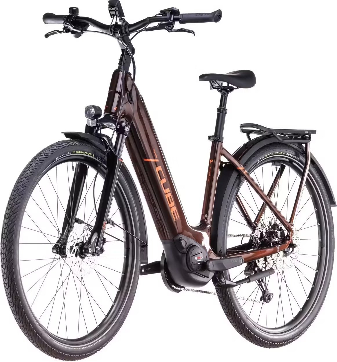 VTC Électrique Cube Touring Hybrid Pro 625 Easy Entry Shimano Cues 11V 625 Wh 700 mm Marron Orange Cinnamon 2025 – Image 3