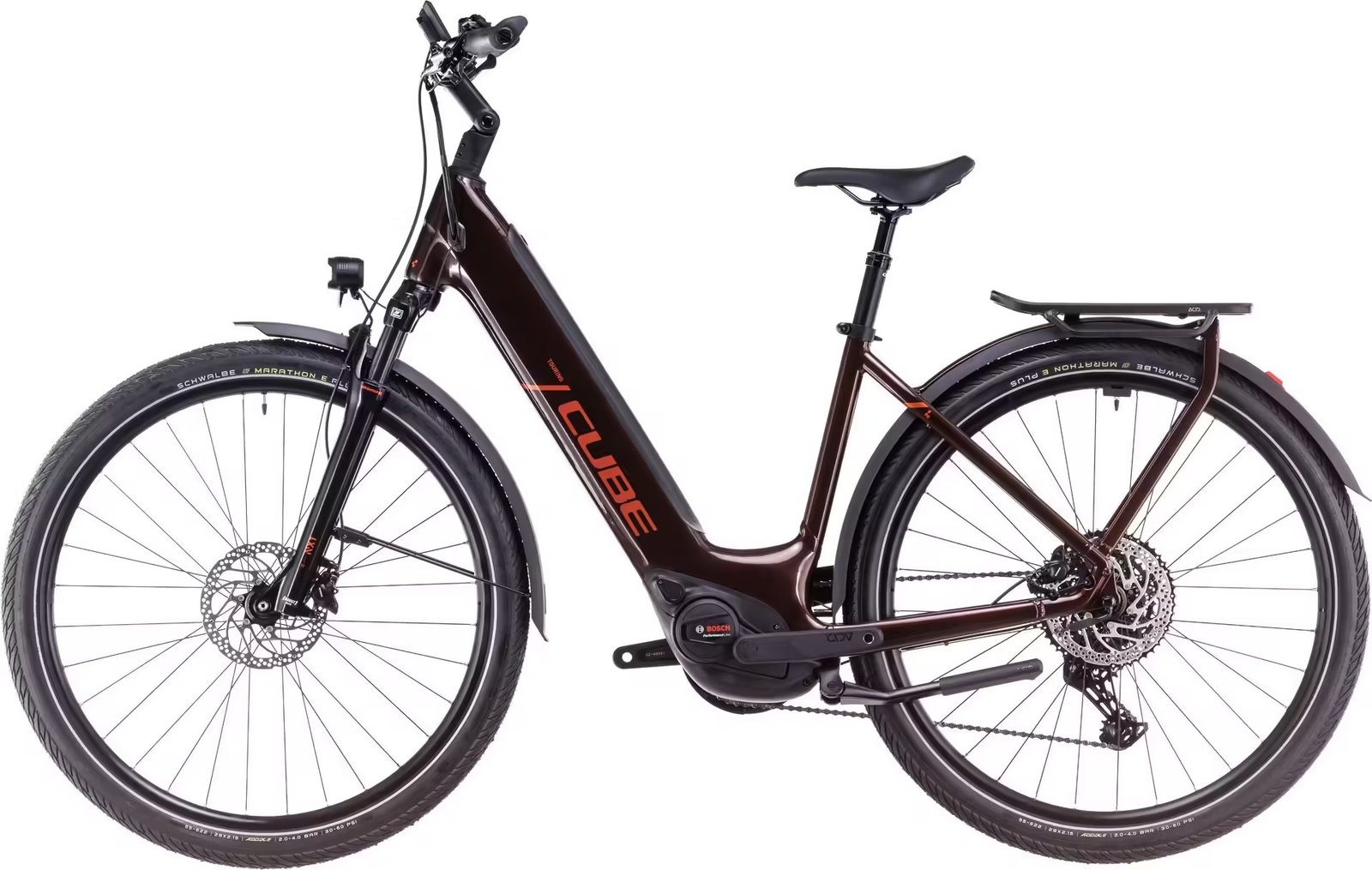 VTC Électrique Cube Touring Hybrid Pro 625 Easy Entry Shimano Cues 11V 625 Wh 700 mm Marron Orange Cinnamon 2025 – Image 4