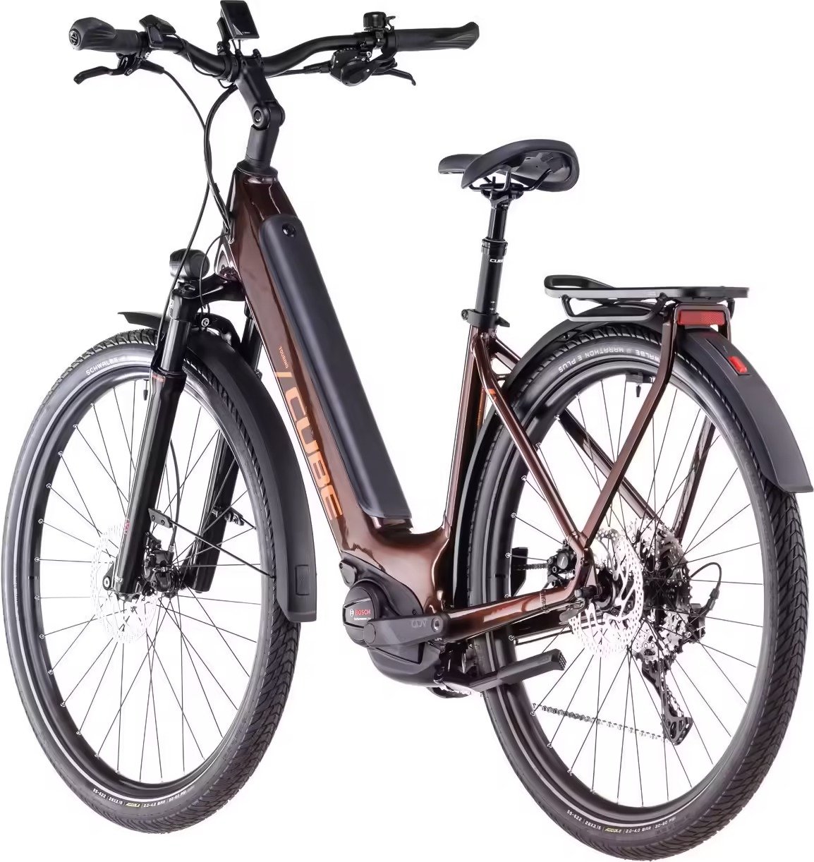 VTC Électrique Cube Touring Hybrid Pro 625 Easy Entry Shimano Cues 11V 625 Wh 700 mm Marron Orange Cinnamon 2025 – Image 5