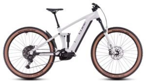 VTT Électrique Tout-Suspendu Cube Stereo Hybrid One44 Pro 800 Shimano Cues 11V 800 Wh 29'' Blanc Cotton Gris 2025