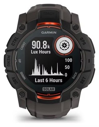 Montre GPS Garmin Instinct 3 Solar - 50 mm Noir avec Bracelet en Silicone Gris Charcoal – Image 2