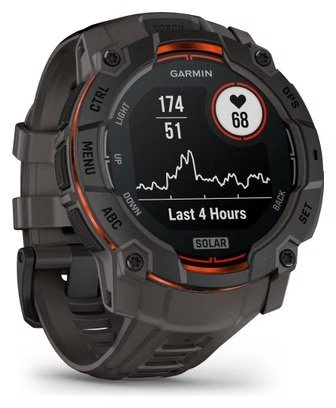 Montre GPS Garmin Instinct 3 Solar - 50 mm Noir avec Bracelet en Silicone Gris Charcoal – Image 3