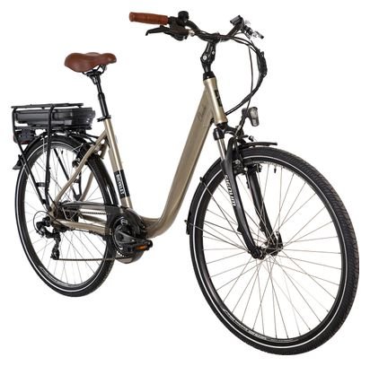 Vélo de Ville Électrique Mixte Bicyklet Claude Shimano Tourney 7V 500 Wh 700 mm Beige Marron – Image 2