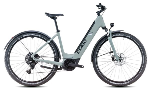 VTC Électrique Cube Nuride Hybrid Performance 625 Allroad Easy Entry Shimano Cues 9V 625 Wh 29'' Gris Vert Swamp 2025