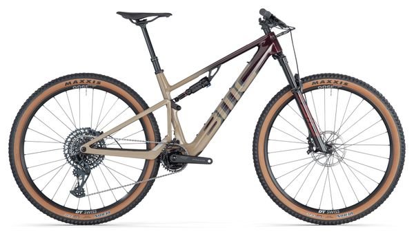 VTT Électrique Tout-Suspendu BMC Fourstroke AMP LT Two Sram GX/NX Eagle 12V 360 Wh 29'' Bordeaux Beige Sand 2024