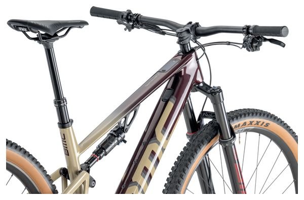 VTT Électrique Tout-Suspendu BMC Fourstroke AMP LT Two Sram GX/NX Eagle 12V 360 Wh 29'' Bordeaux Beige Sand 2024 – Image 5