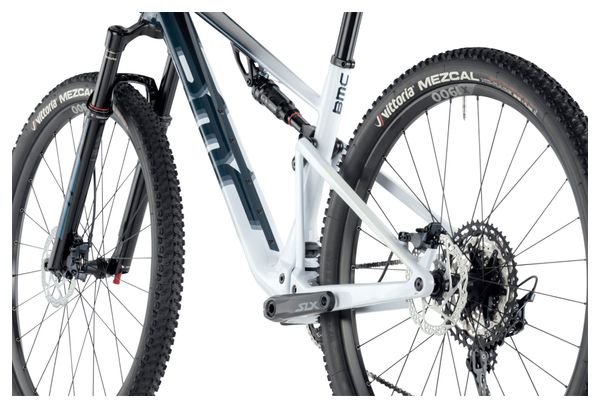 VTT Tout-Suspendu BMC Fourstroke Three Shimano SLX 12V 29'' Bleu Dark Petrol Blanc Sand 2024 – Image 9