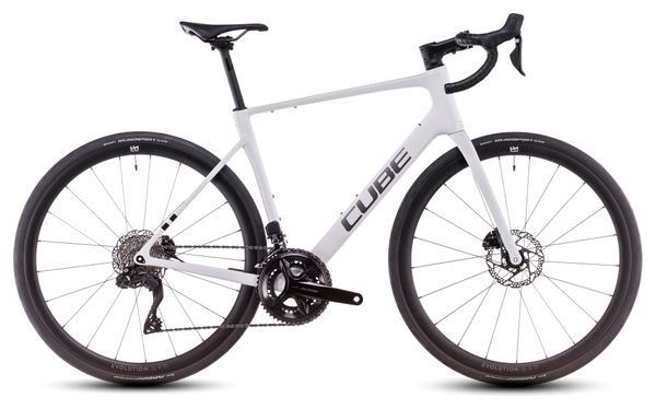 Vélo de Route Cube Attain C:62 SLX Shimano 105 Di2 12V 700 mm Blanc Cotton Gris 2025